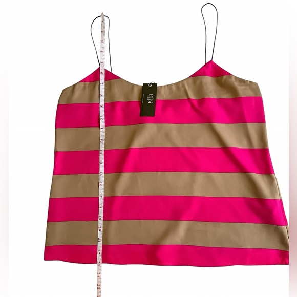 Tibi Pink Striped Scoop Neck Tank Top Size 10 Silk Nylon NWT $198 - Picture 9 of 10